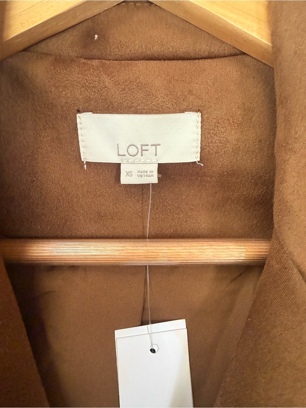 LOFT NWT Camel Brown Faux Suede Motorcycle Jacket. XS, but runs big. Smoke Free! - Picture 5 of 7